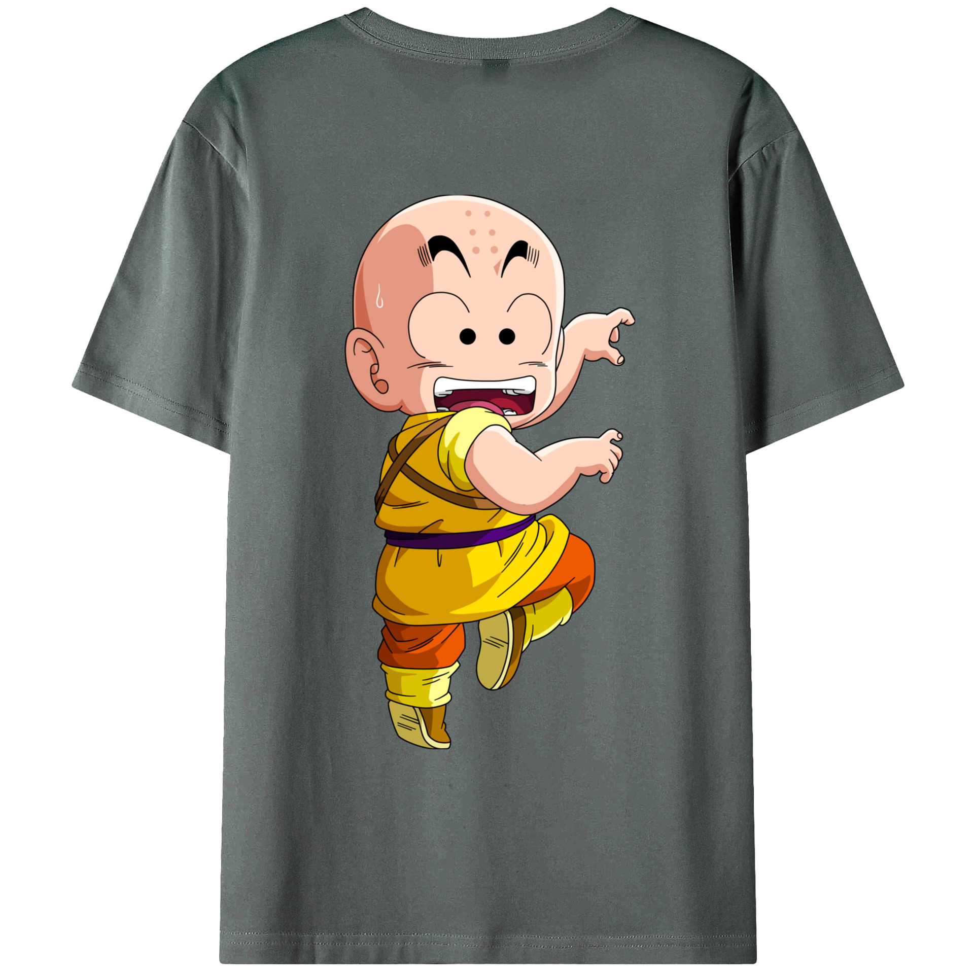 （画像用） ドラゴンボール クリリン DRAGON BALL krillin 綿100％ メンズ半袖Tシャツ（バックプリント） 通気性